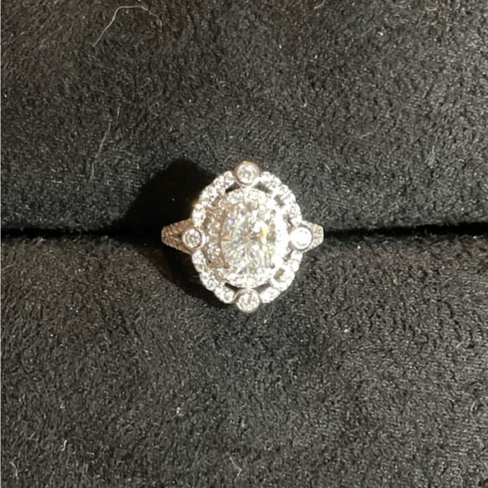 Gorgeous Vintage Style Certified 2 Carat White Moissanite Diamond Cocktail Ring